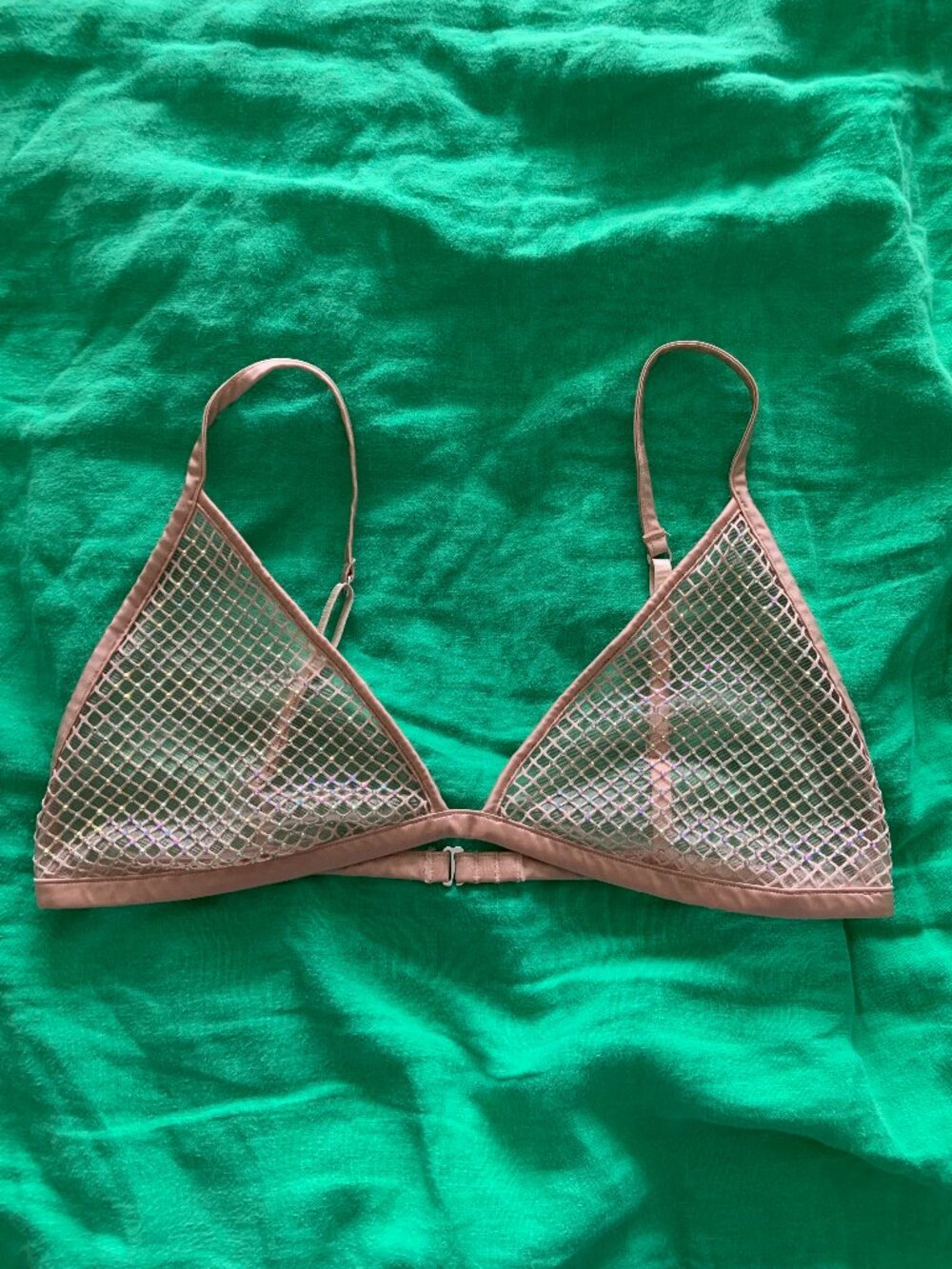 Mesh and rhinestone bralette